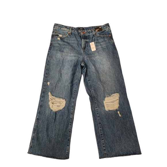 Express Vintage 90s Style Ankle Boot Mid Rise Ripped Knee Jeans 12S NWT - Picture 12 of 16